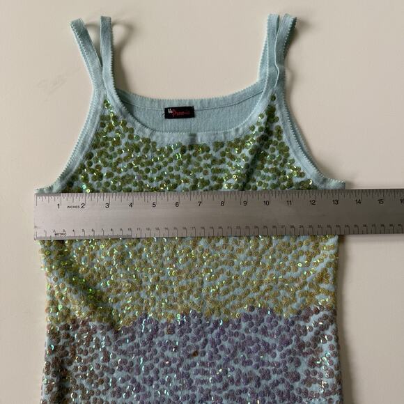 Vintage The Promise Sequin Beaded Cami Mermaid Clubwear Mermaid Rave Top Sz XS - Picture 12 of 15